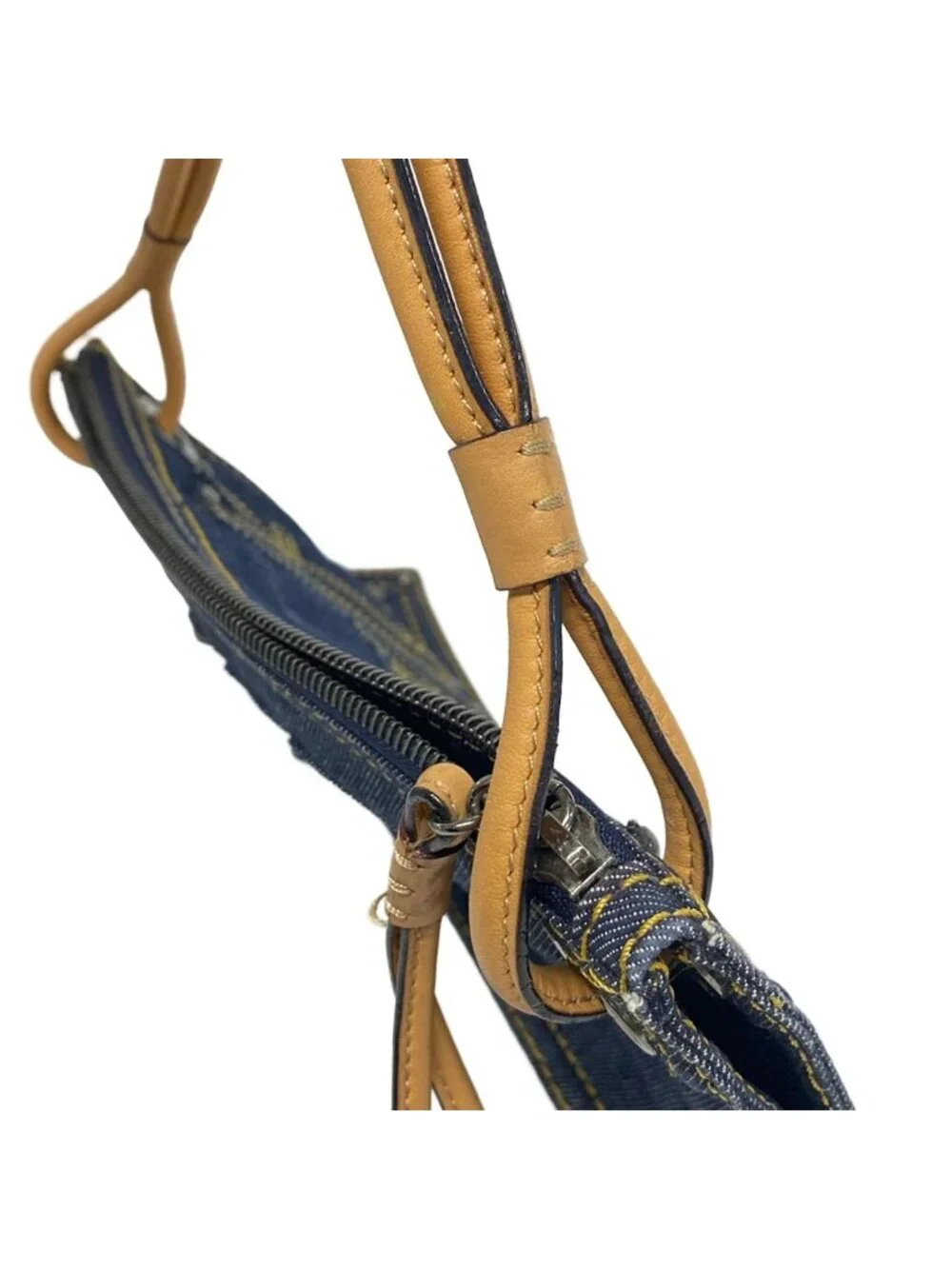 Loewe Shoulder Bag Dark Navy Beige Stitch Leather